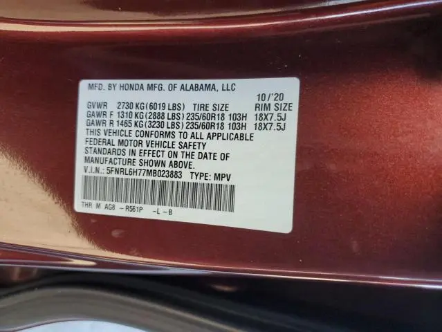 2021 HONDA ODYSSEY EXL  