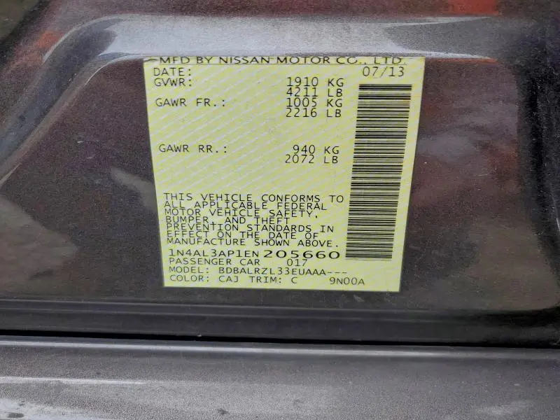 2014 NISSAN ALTIMA 2.5 S  