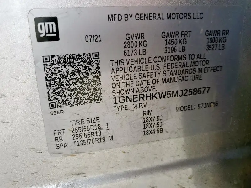 2021 CHEVROLET TRAVERSE LT  
