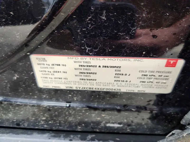 2016 TESLA MODEL X   