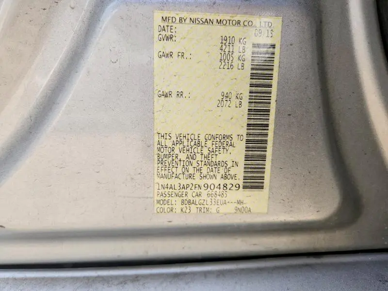 2015 NISSAN ALTIMA 2.5  