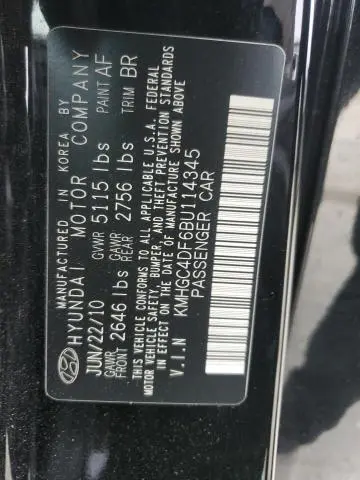 2011 HYUNDAI GENESIS 4.6L  
