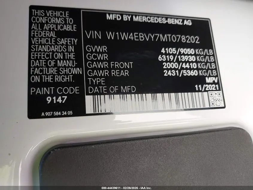 2021 MERCEDES-BENZ SPRINTER 2500 STANDARD ROOF V6
