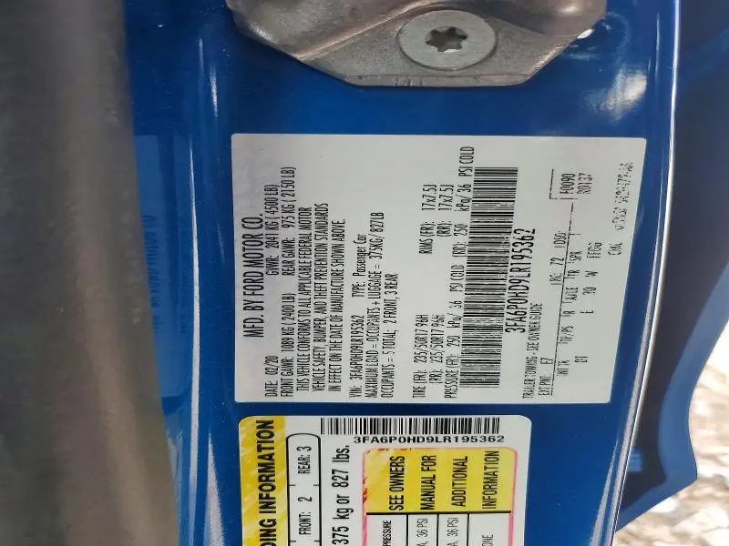 2020 FORD FUSION SE  