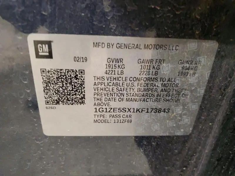 2019 CHEVROLET MALIBU PREMIER  