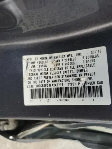 2015 HONDA ACCORD LX  