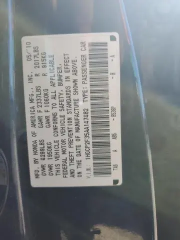 2010 HONDA ACCORD LX  