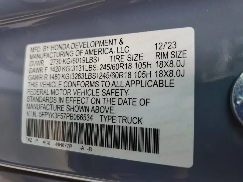 2023 HONDA RIDGELINE RTL  