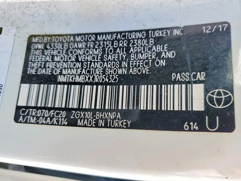2018 TOYOTA C-HR XLE PREMIUM  