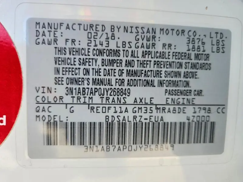 2018 NISSAN SENTRA SR  