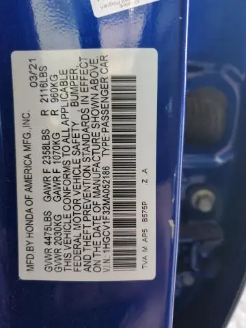 2021 HONDA ACCORD SPORT  