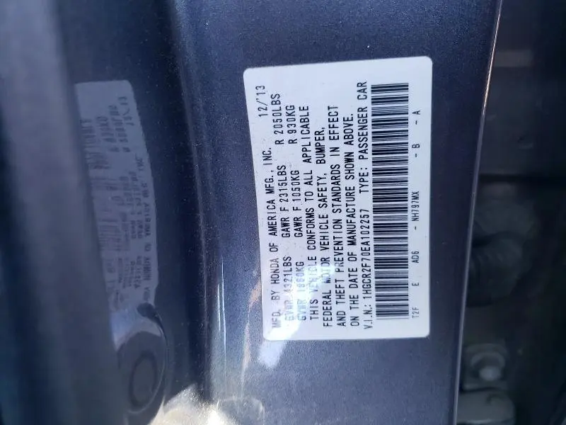 2014 HONDA ACCORD EX  