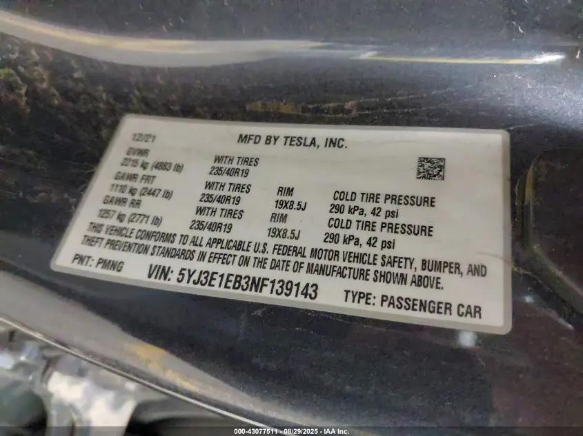2022 TESLA MODEL 3 LONG RANGE DUAL MOTOR ALL-WHEEL DRIVE