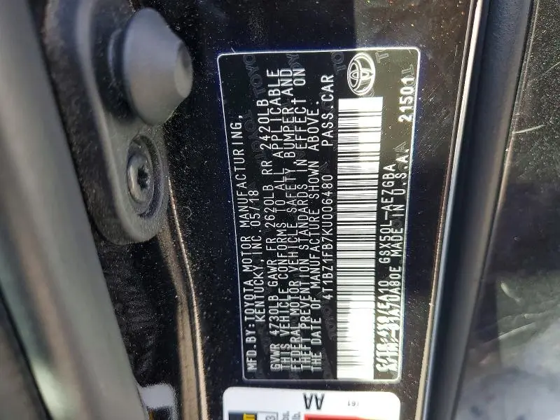 2019 TOYOTA AVALON XLE  