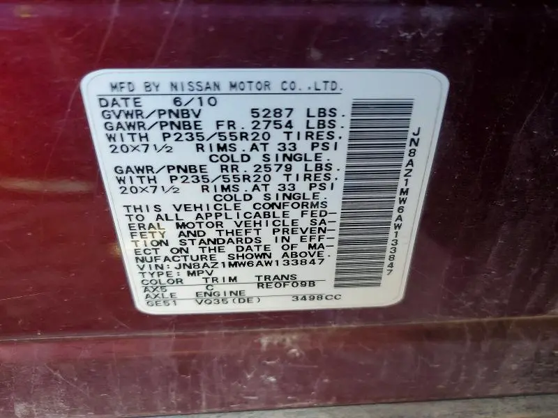 2010 NISSAN MURANO S  