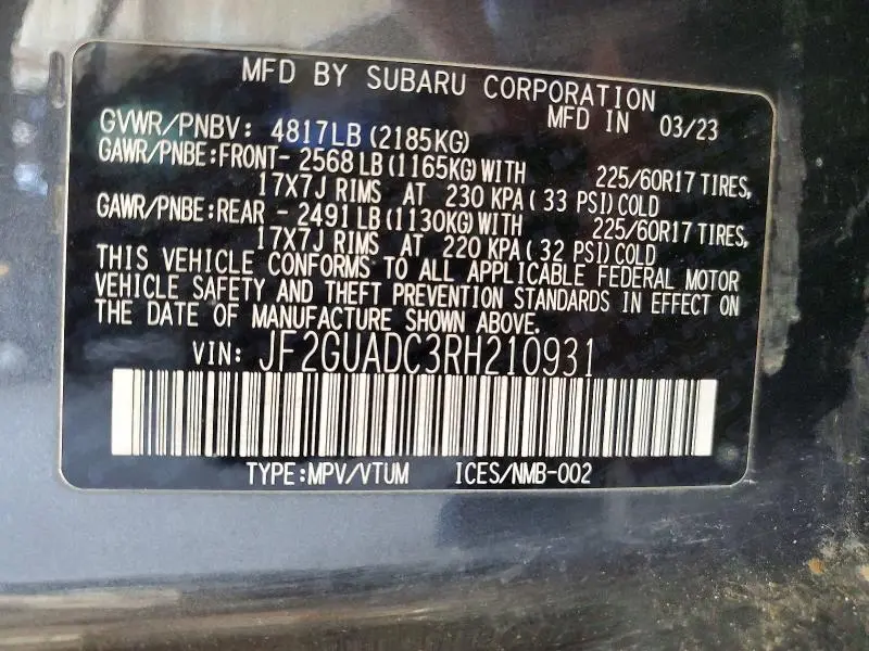 2024 SUBARU CROSSTREK PREMIUM  
