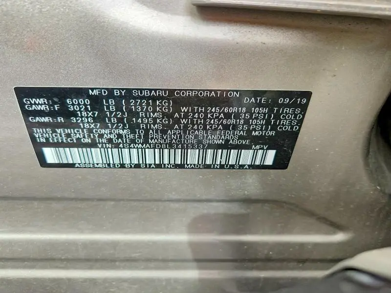 2020 SUBARU ASCENT PREMIUM  