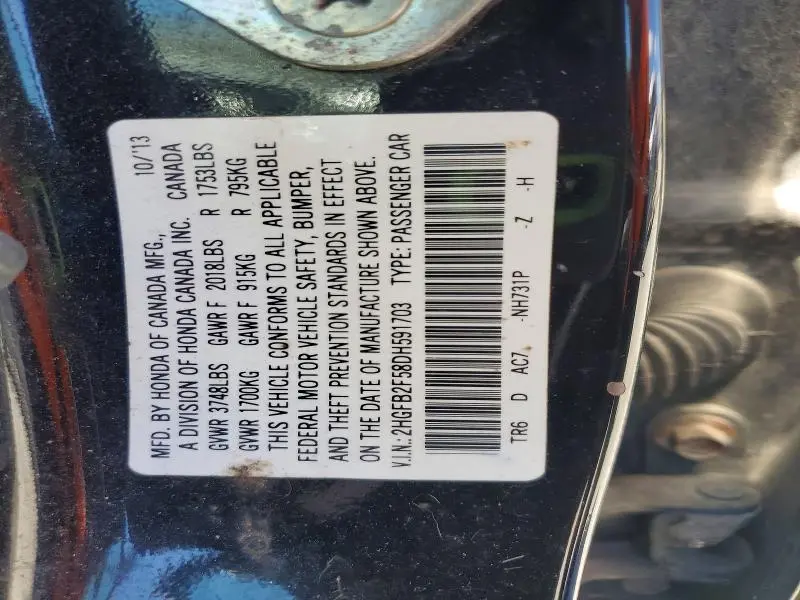 2013 HONDA CIVIC LX  