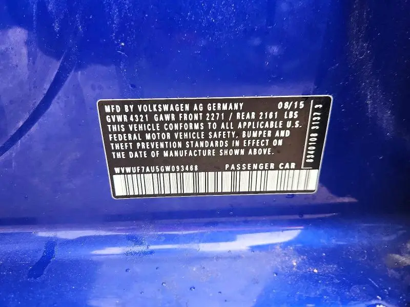 2016 VOLKSWAGEN GOLF R   