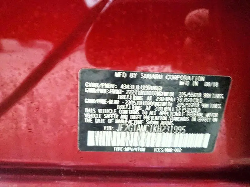 2019 SUBARU CROSSTREK LIMITED  