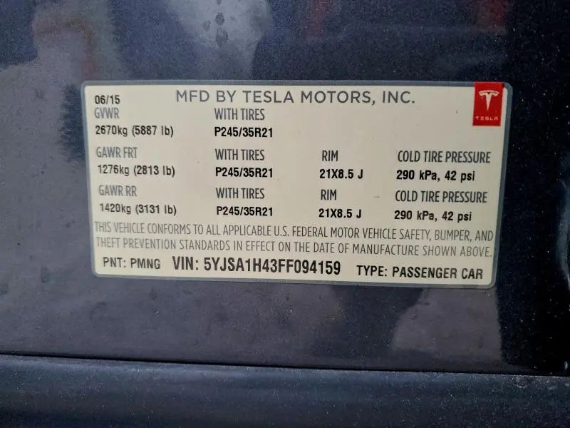 2015 TESLA MODEL S P85D  