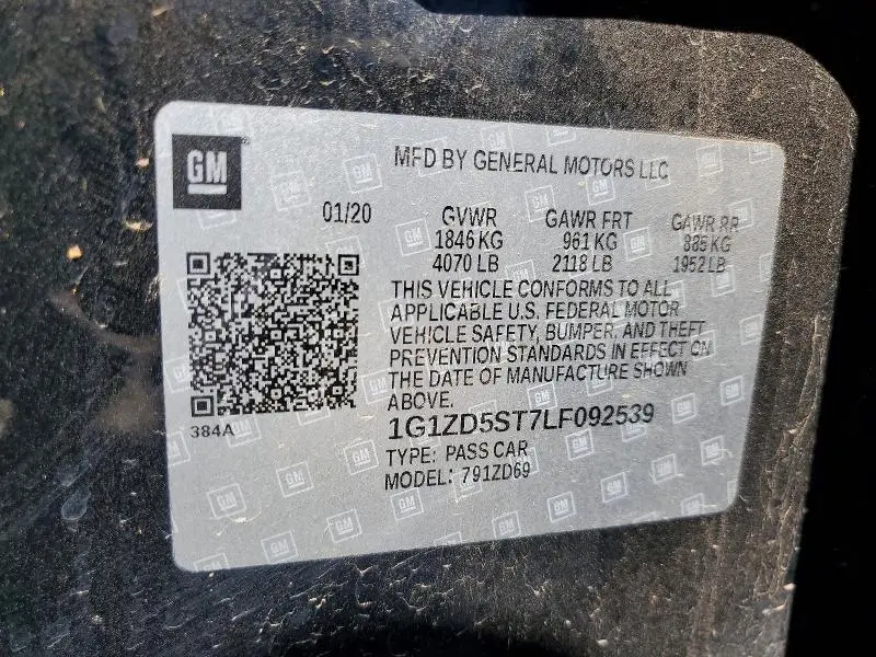 2020 CHEVROLET MALIBU LT  