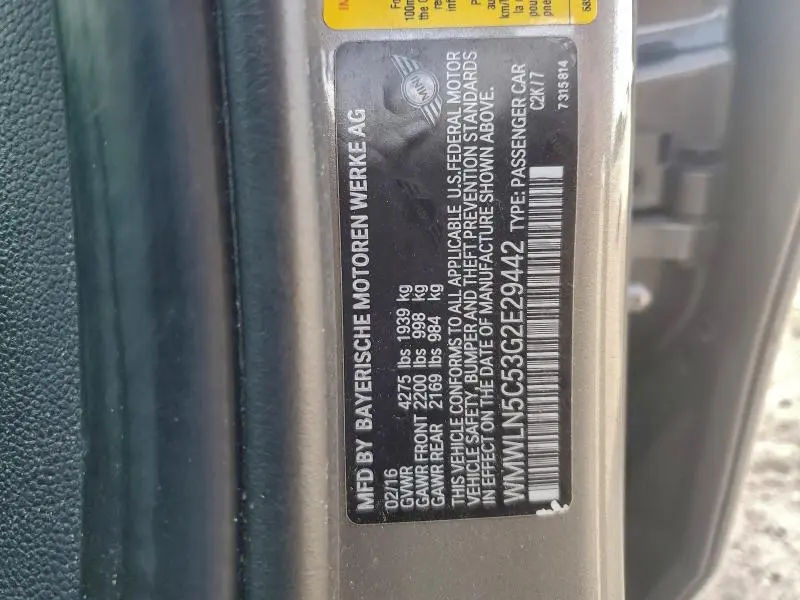 2016 MINI COOPER CLUBMAN  