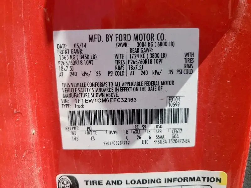 2014 FORD F150 SUPERCREW  