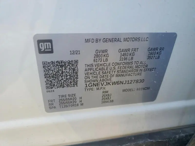 2022 CHEVROLET TRAVERSE RS  