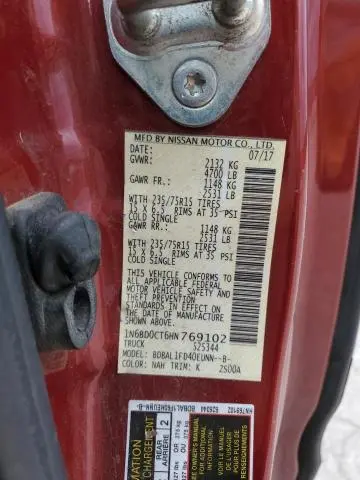 2017 NISSAN FRONTIER S