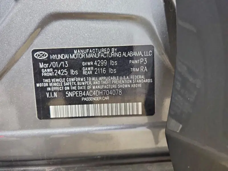 2013 HYUNDAI SONATA GLS  