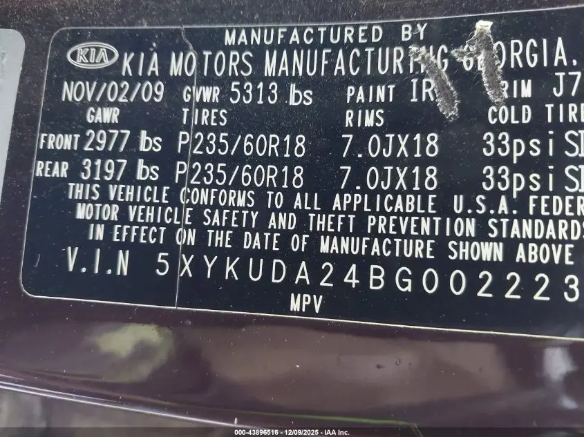 2011 KIA SORENTO EX V6