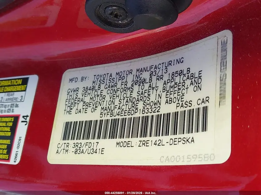 2013 TOYOTA COROLLA S