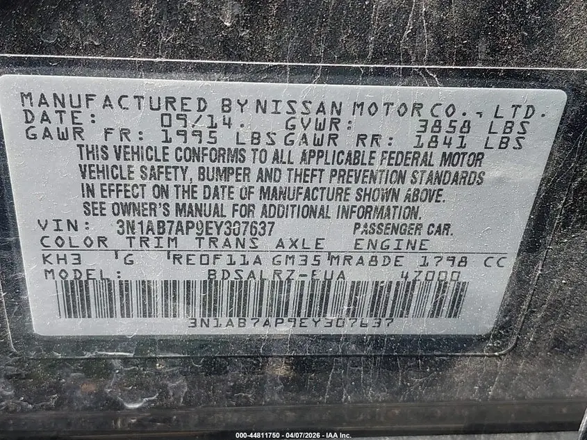 2014 NISSAN SENTRA SR