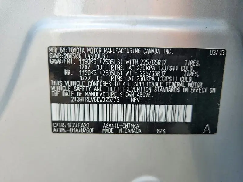 2013 TOYOTA RAV4 XLE  