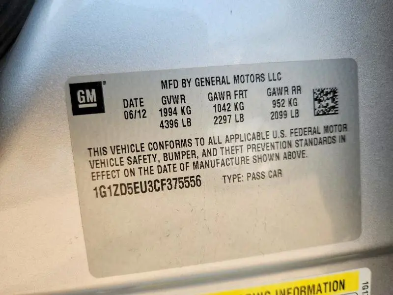 2012 CHEVROLET MALIBU 2LT  