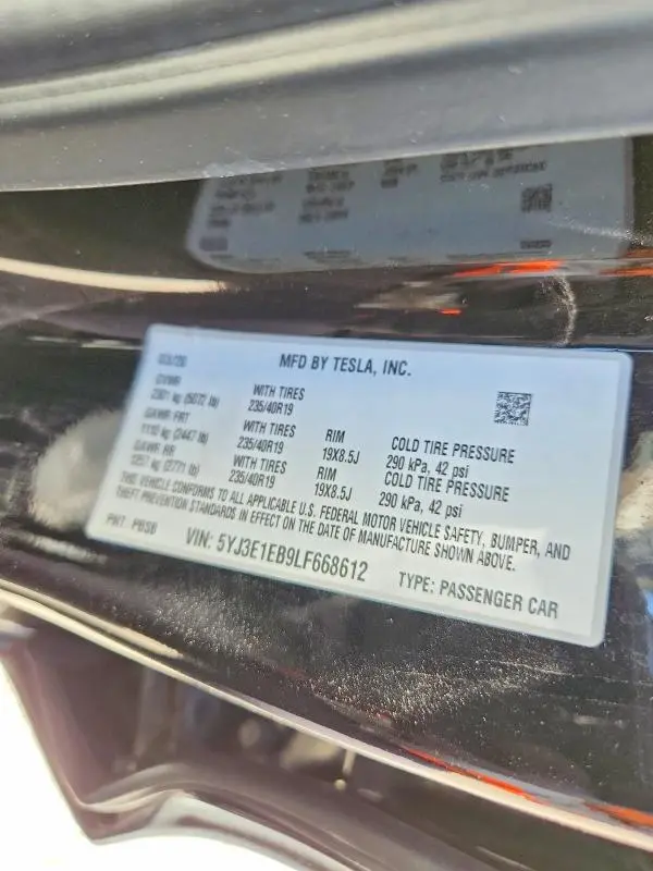 2020 TESLA MODEL 3   