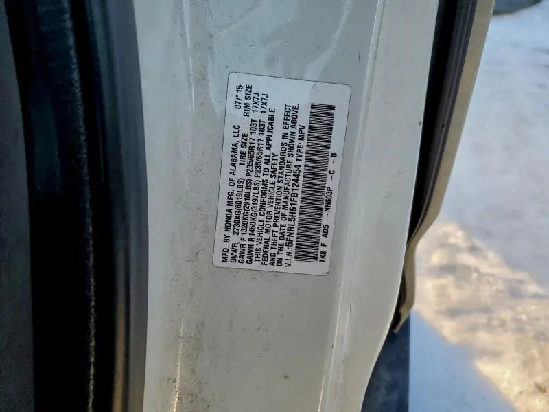 2015 HONDA ODYSSEY EXL  