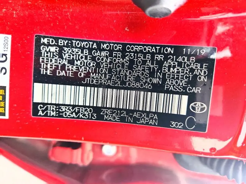 2020 TOYOTA COROLLA LE  