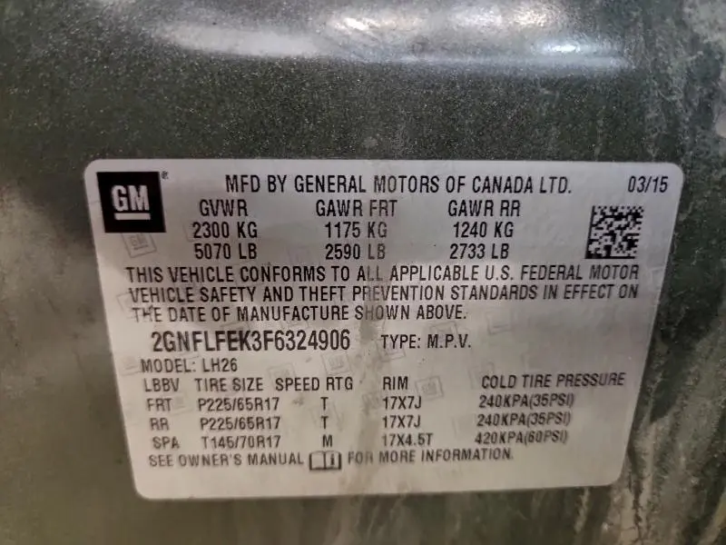 2015 CHEVROLET EQUINOX LT  