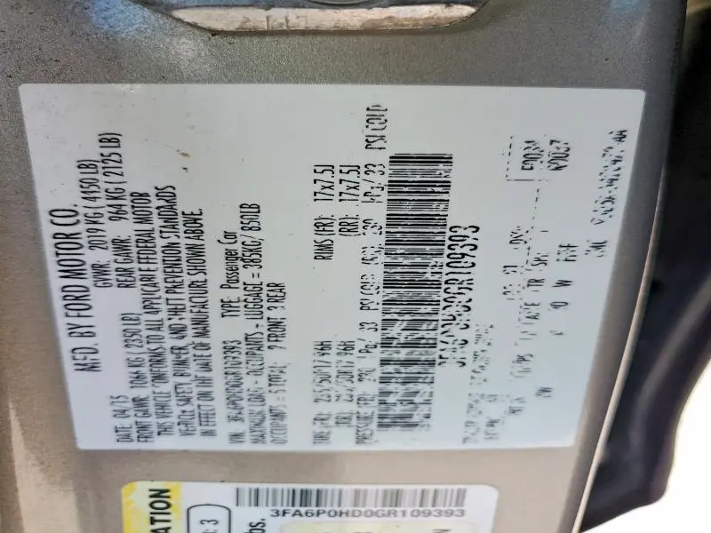 2016 FORD FUSION SE  