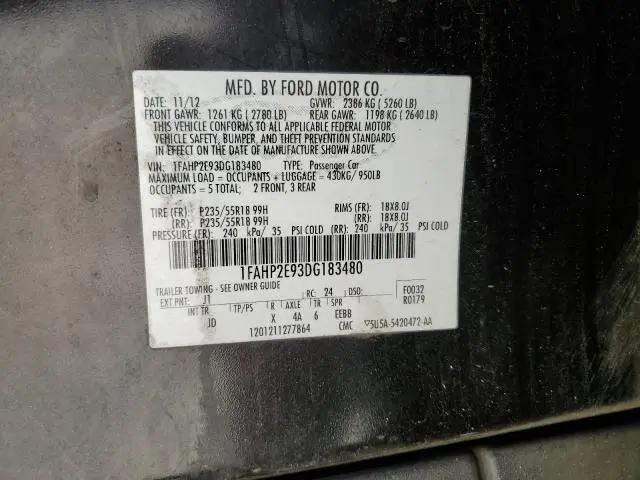 2013 FORD TAURUS SEL  