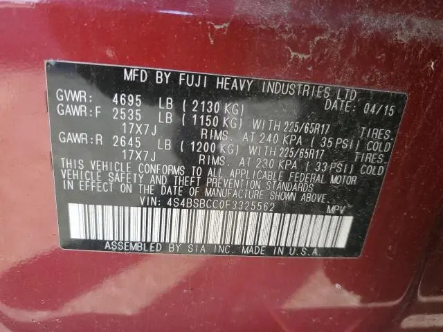 2015 SUBARU OUTBACK 2.5I PREMIUM  