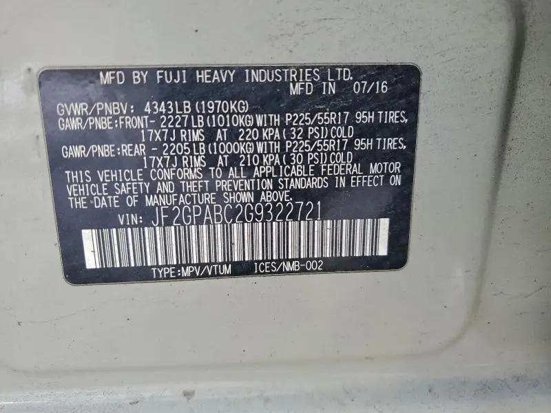 2016 SUBARU CROSSTREK PREMIUM  