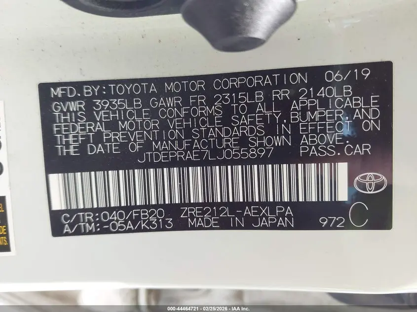 2020 TOYOTA COROLLA LE