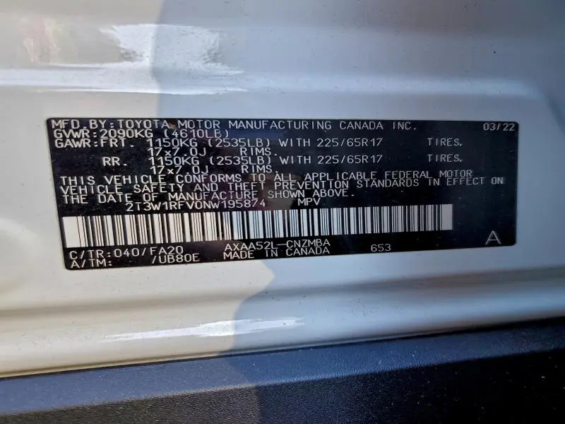 2022 TOYOTA RAV4 XLE  