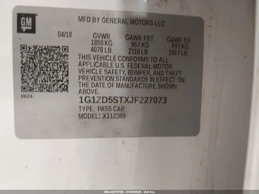 2018 CHEVROLET MALIBU LT