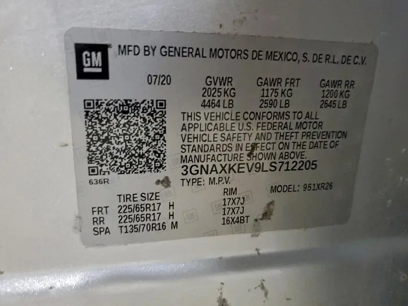 2020 CHEVROLET EQUINOX LT  