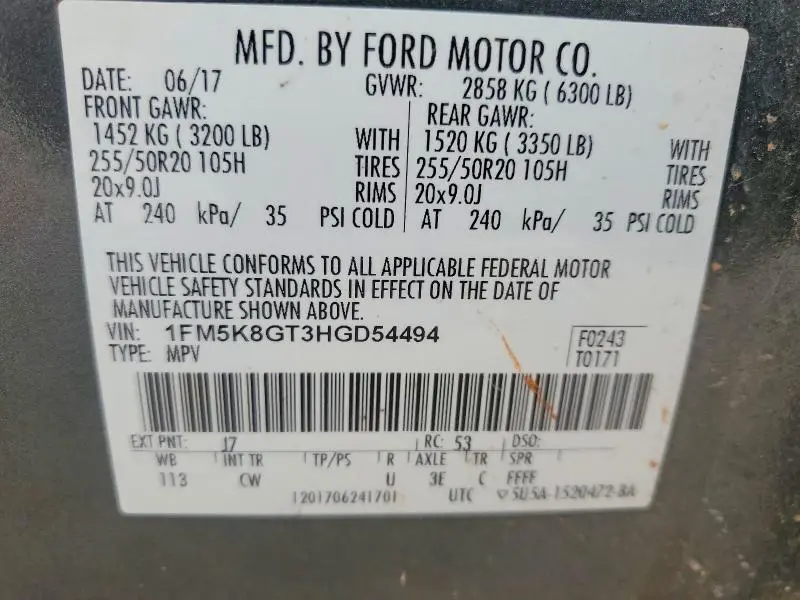 2017 FORD EXPLORER SPORT  