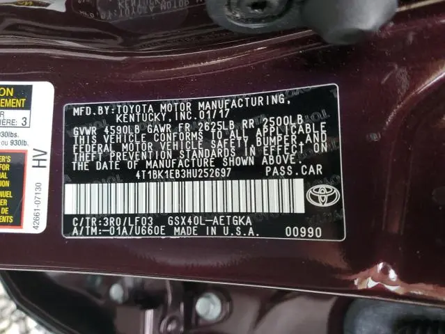 2017 TOYOTA AVALON XLE  